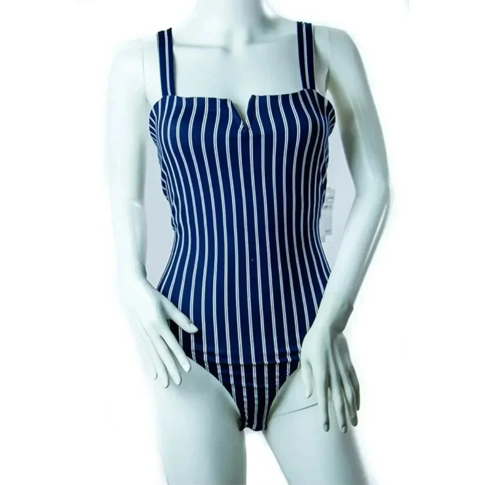 Abound Navy Striped One Piece Swimsuit